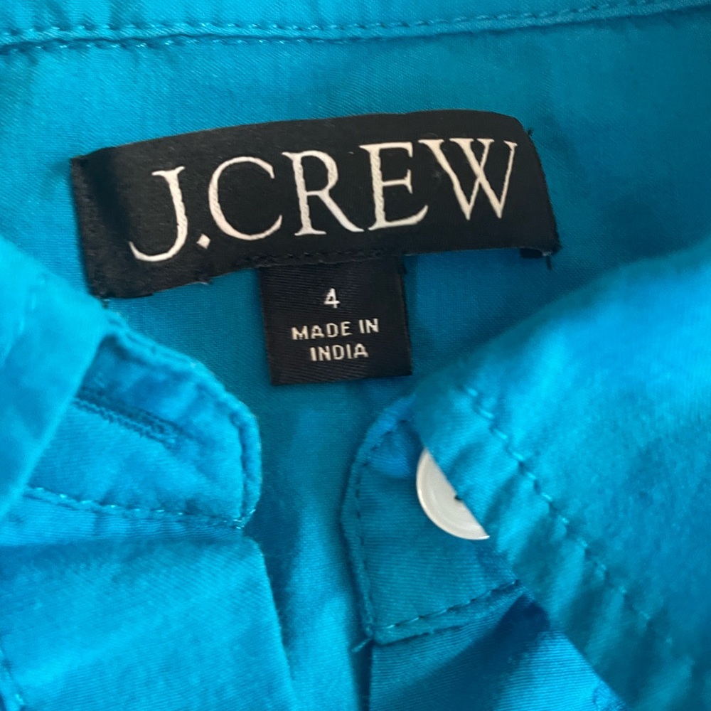 J. Crew Garçon shirt in cotton voile Bright Blue Long Sleeve Size 4 - Picture 3 of 8